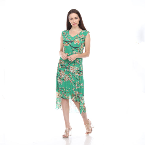 Flash Sale: Green Blossom Pleated H-L Dress – DR1037